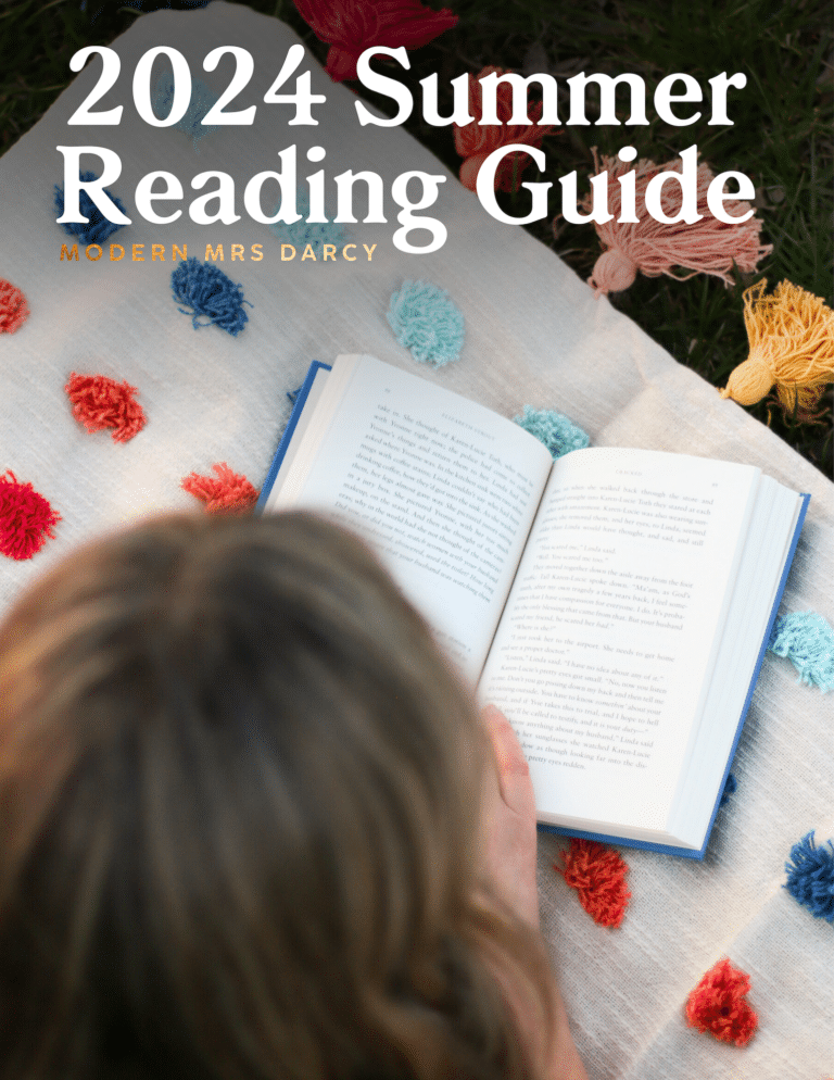 Summer Reading Guide cover with woman lying on a blanket reading a book.